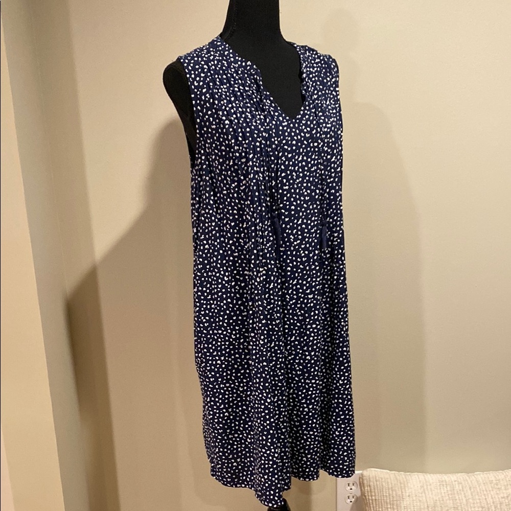 Old Navy Navy Blue Sleeveless Mini Dress with White Dot Print